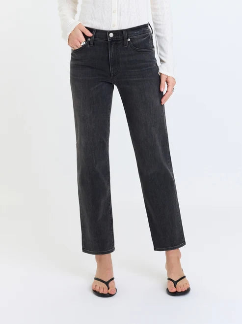 Daze Rebel Ankle Mid Rise Slim Straight Jean in Motion