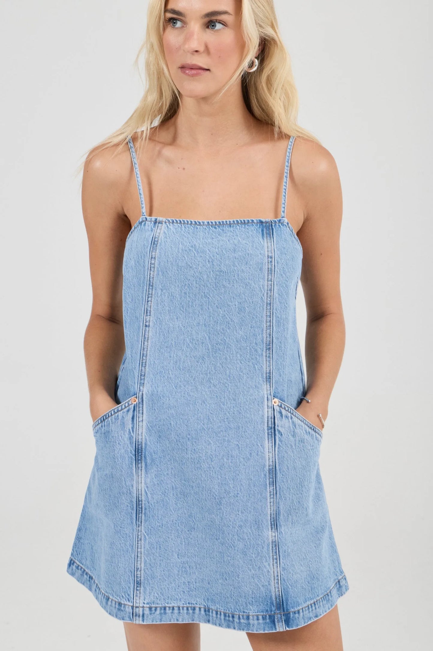 Rolla's Deco Denim Cami Dress in Vintage Stone