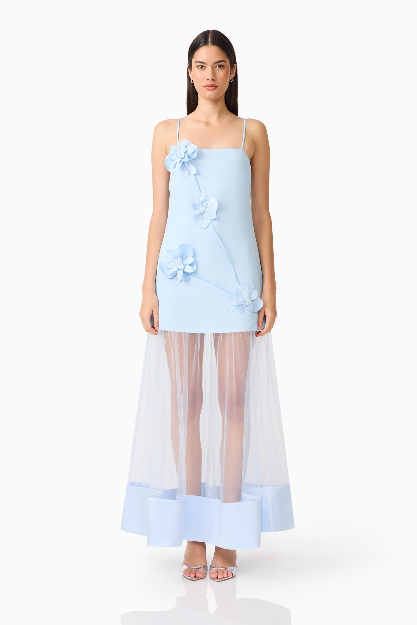 Elliatt Reina 3D Floral Gown in Sky Blue