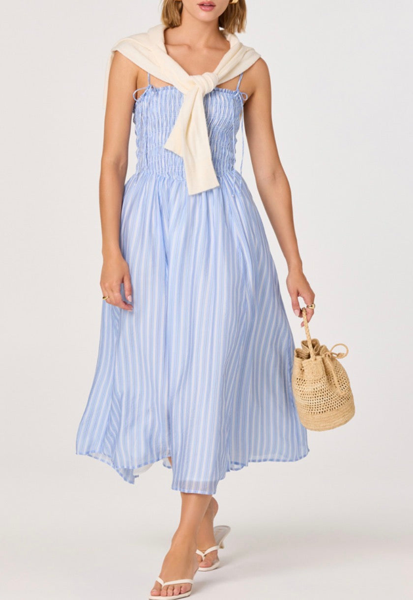 ASTR Lahela Dress in Blue Stripe