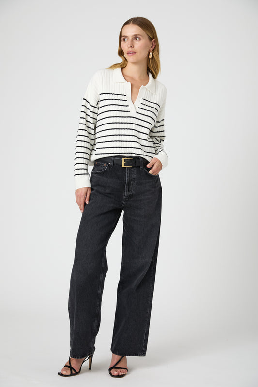 French Connection Vhari Collar Stripe Jumper