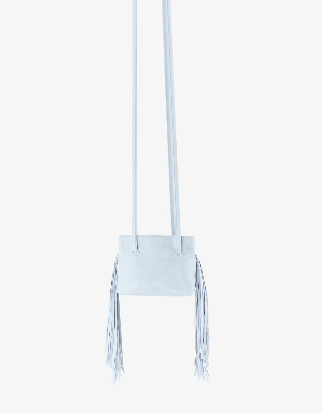 Remi & Reid Noe Fringe Faux Suede Bag in Blue
