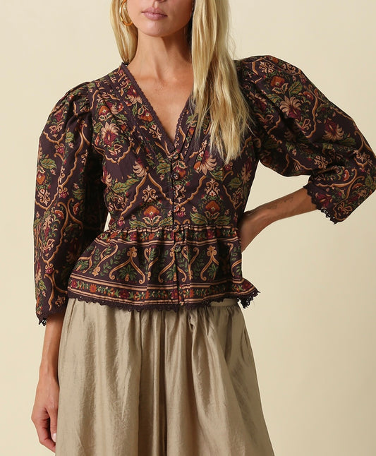 Amanda Top in Chocolate Multi