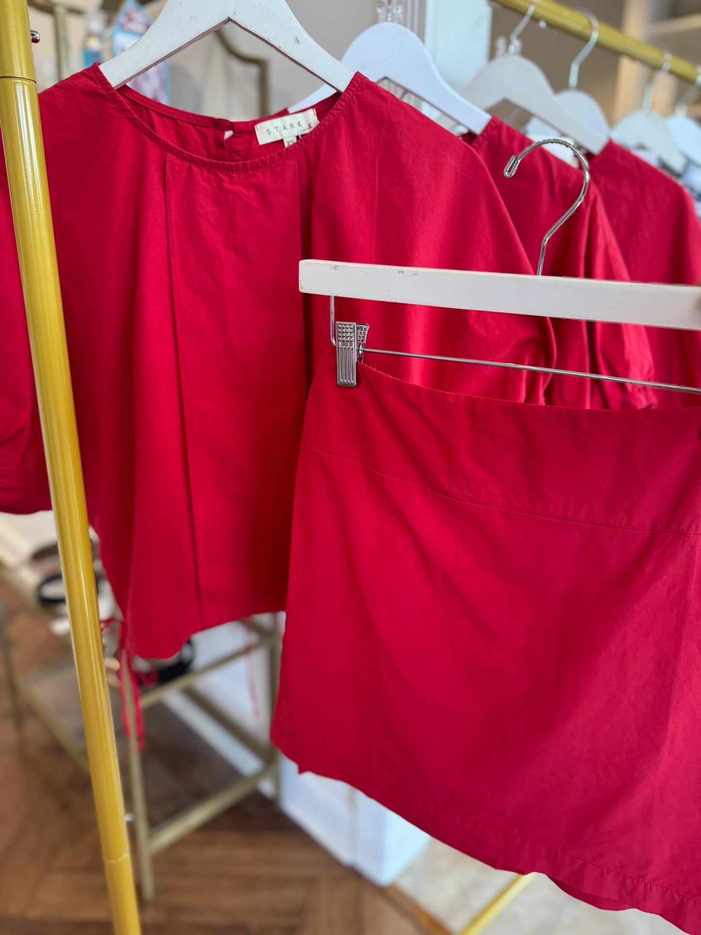 Stark X Jesse Top & Skirt Set in Chili Red
