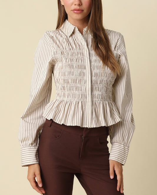 Lilly Longsleeve Top in Light Taupe