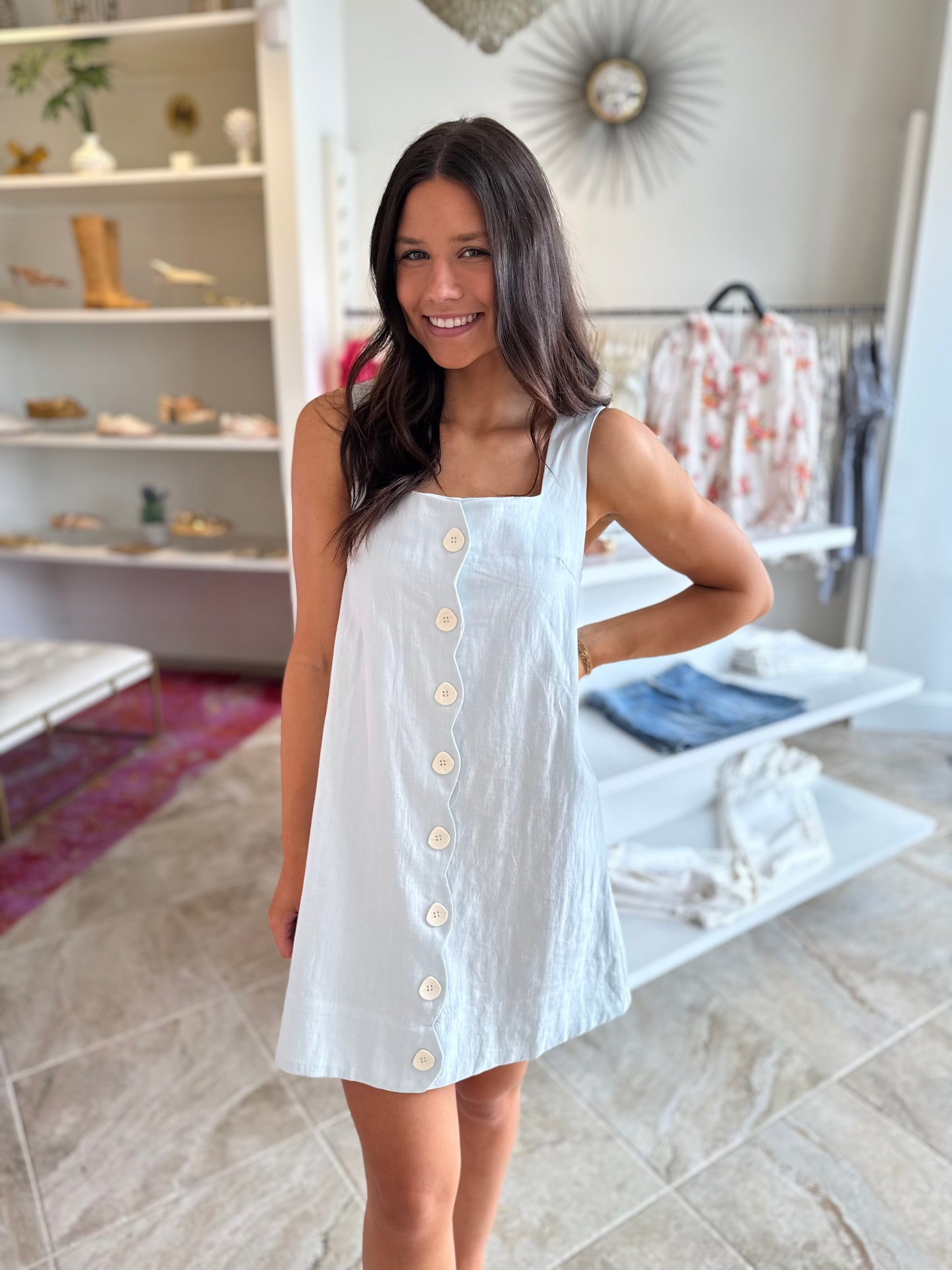 A.Ren Celine Mini Dress in Sky Blue