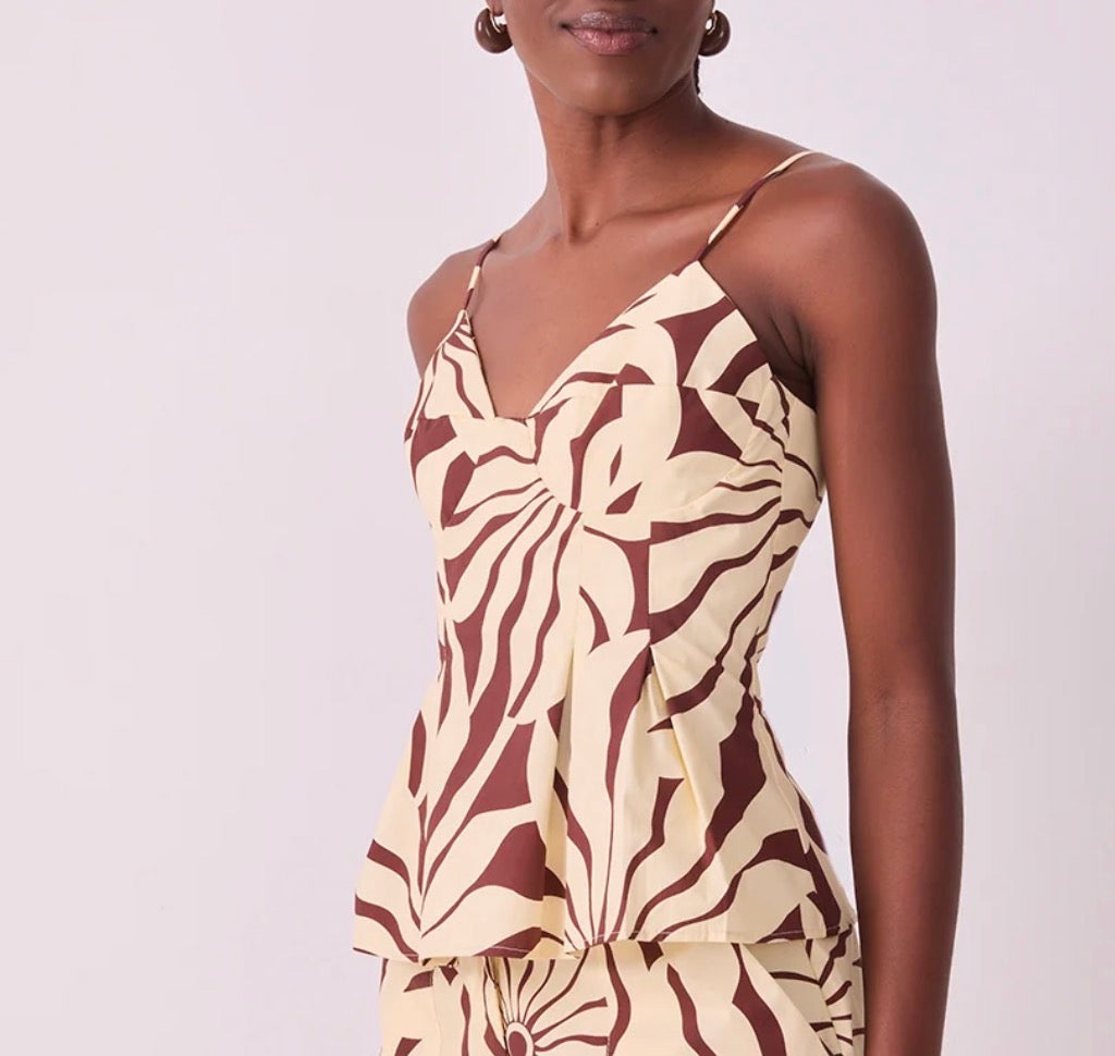 Dress To V Neck Blouse in Brown Alvorecer