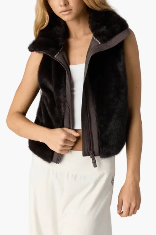 FP Movement Afterglow Faux Fur Vest in Chocolate