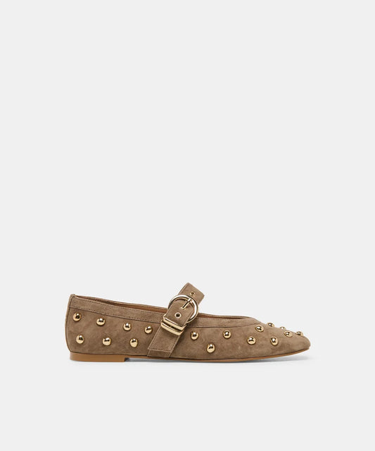 Dolce Vita Mikel Stud Ballet Flat in Olive Suede