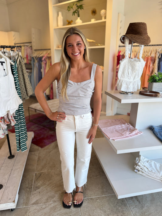 Anderson Striped Top in White Blue