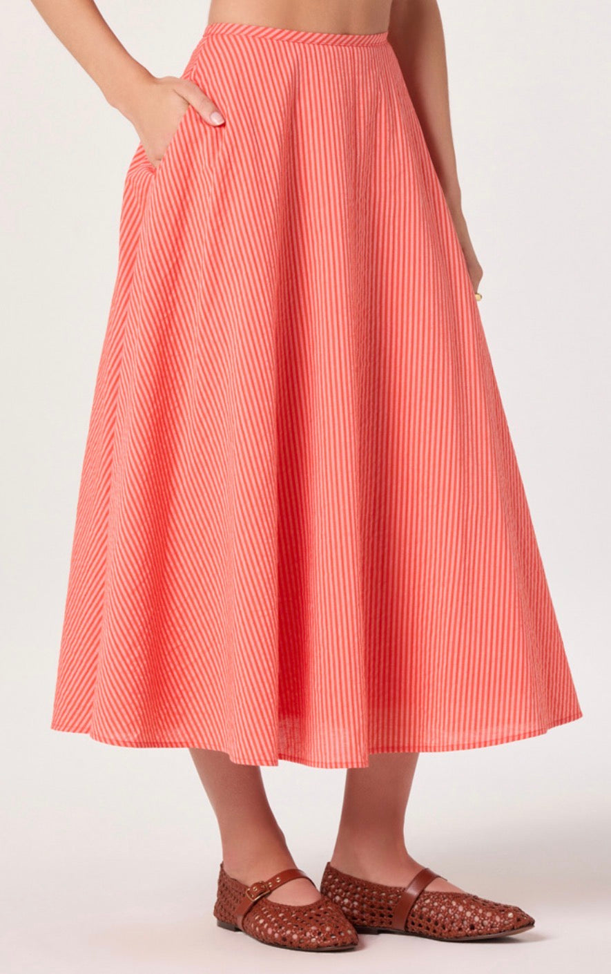 ASTR Maya Top & Myria Skirt in Red Stripe