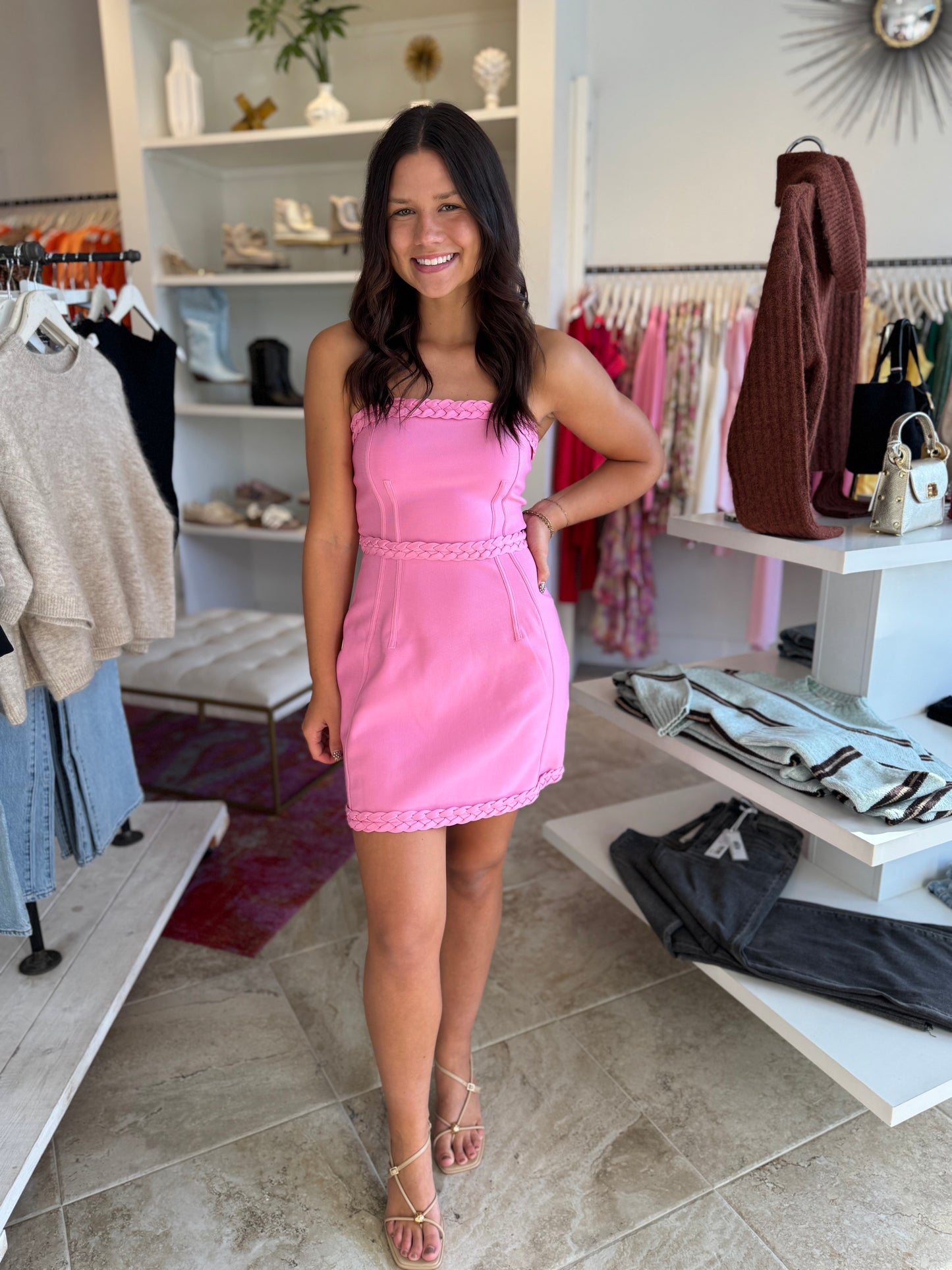 Elliatt Coralene Strapless Mini Dress in Peony Pink