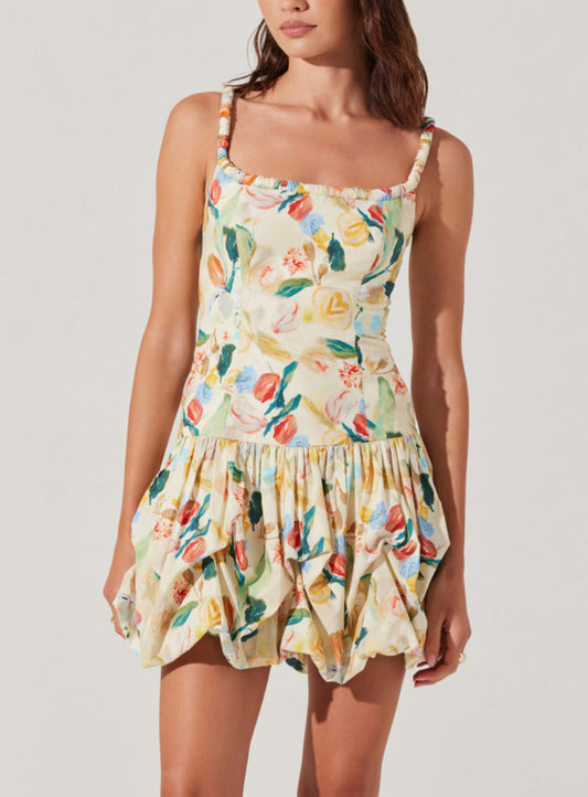 ASTR Keyla Dress in Yellow Green Floral