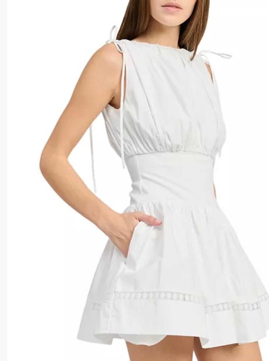 En Saison Fara Mixed Media Mini Dress in White