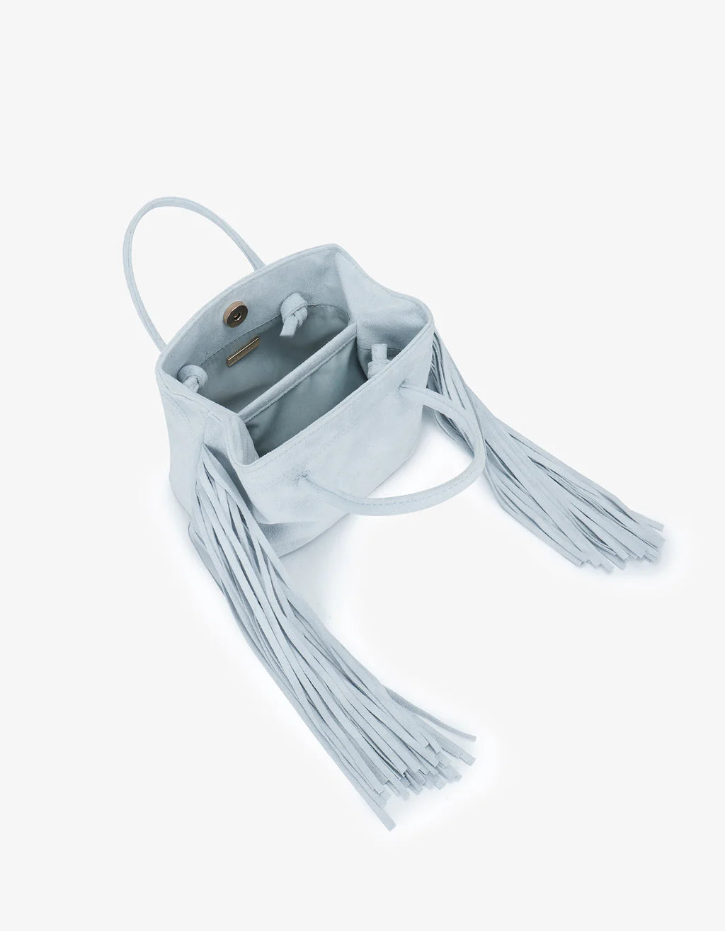 Remi & Reid Noe Fringe Faux Suede Bag in Blue