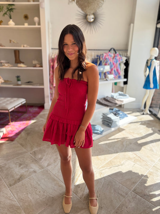Stanley Strapless Dress in Red