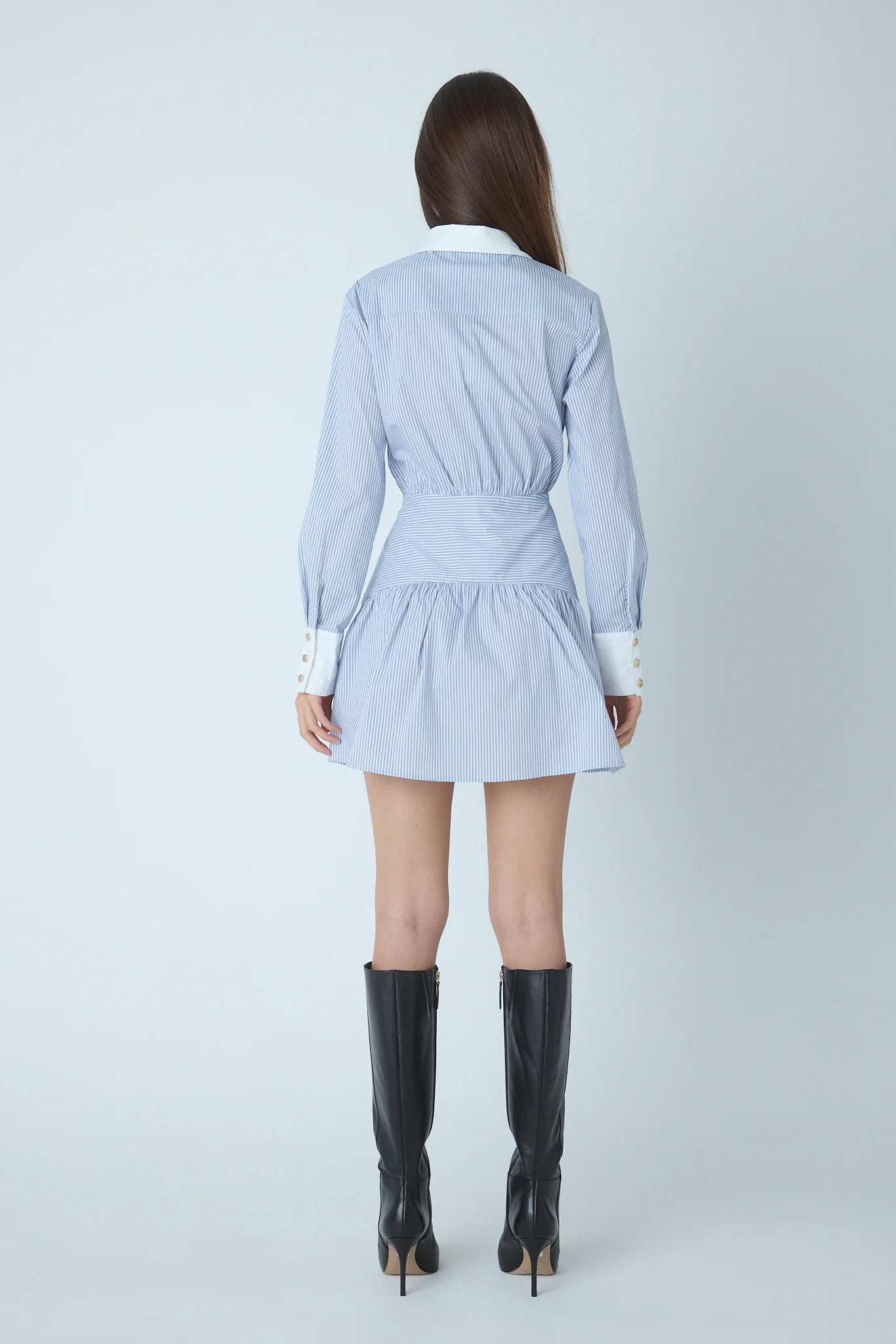 JS71 Cora Striped Mini Dress in Blue White Stripe
