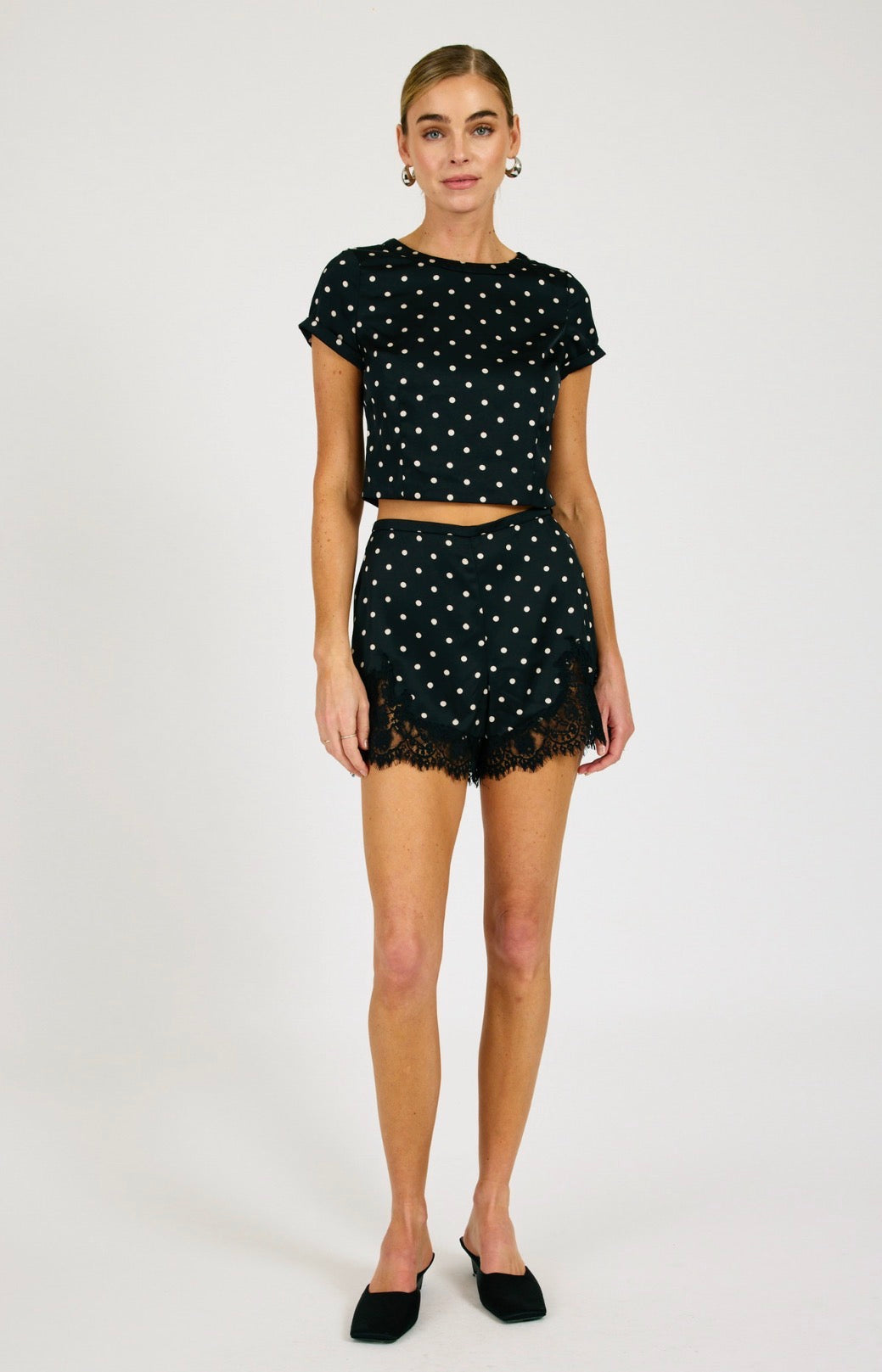 Line & Dot Sophie Top & Short Set in Black