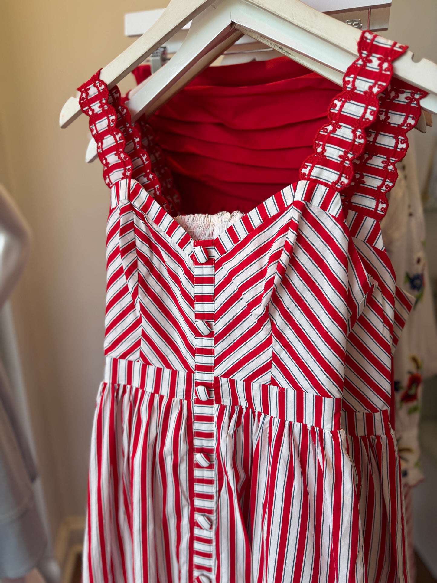 Rylee Striped Midi Dress in Red
