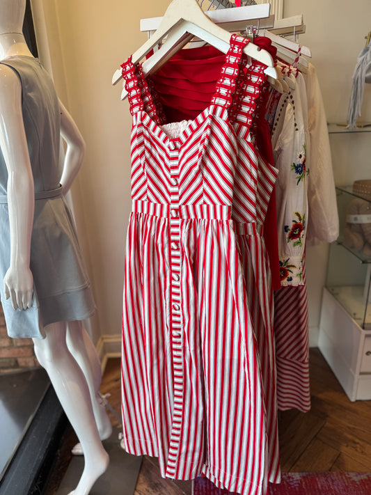 Rylee Striped Midi Dress in Red