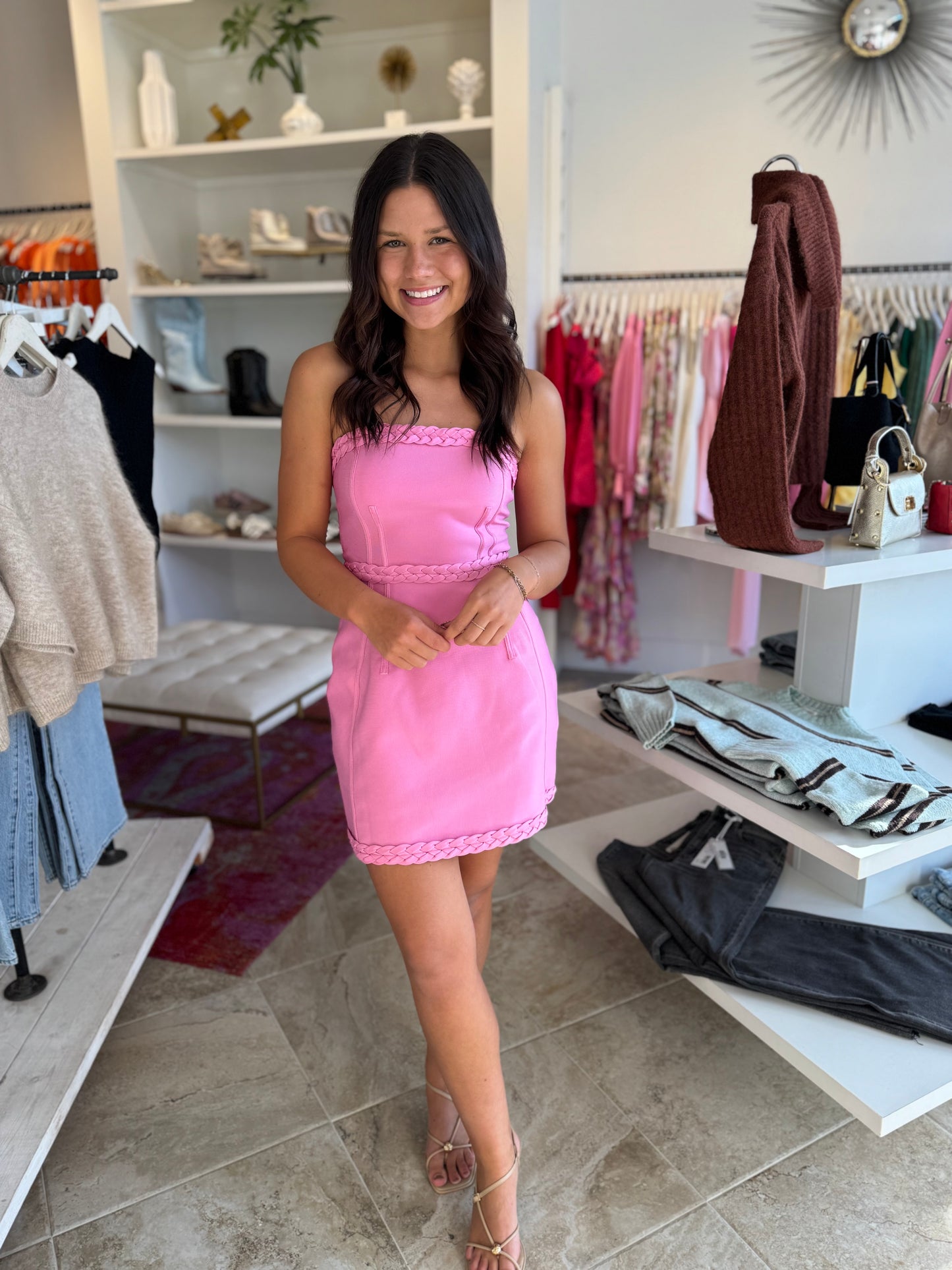 Elliatt Coralene Strapless Mini Dress in Peony Pink
