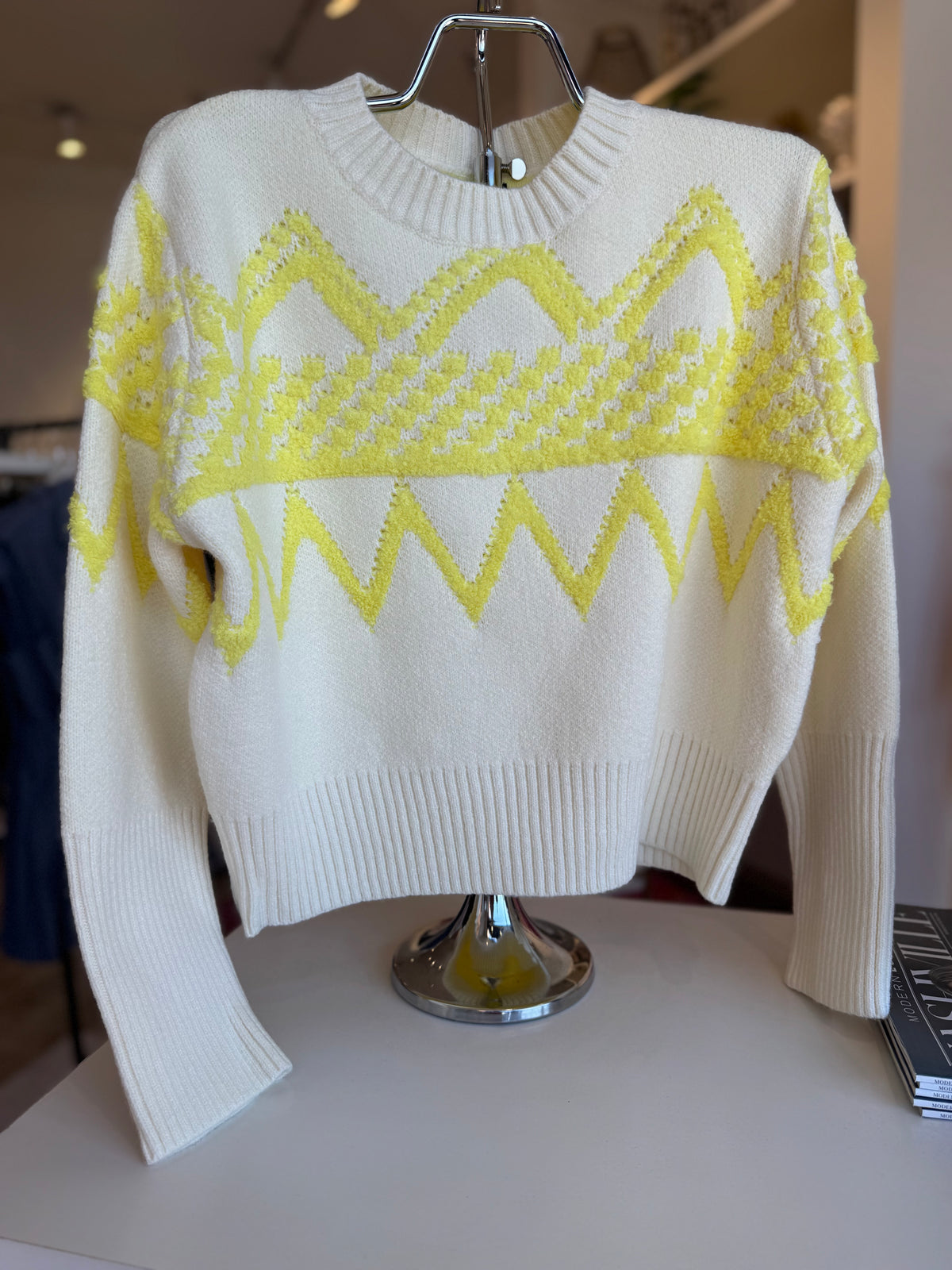 Deluc UFO Sweater in Ecru With Yellow