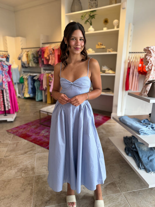 Nia Destene Dress in Slate Blue