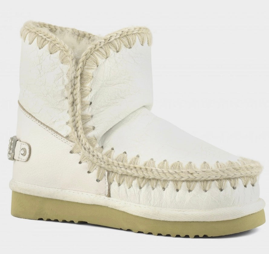 Mou Eskimo 18 Rhinestone Logo Boot in Waxi White