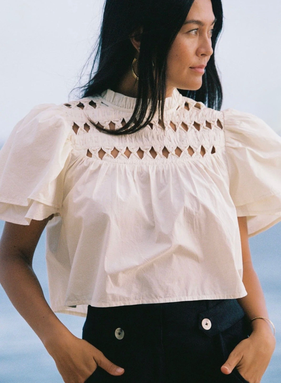 Shore Quinn Blouse in Vanilla Shell