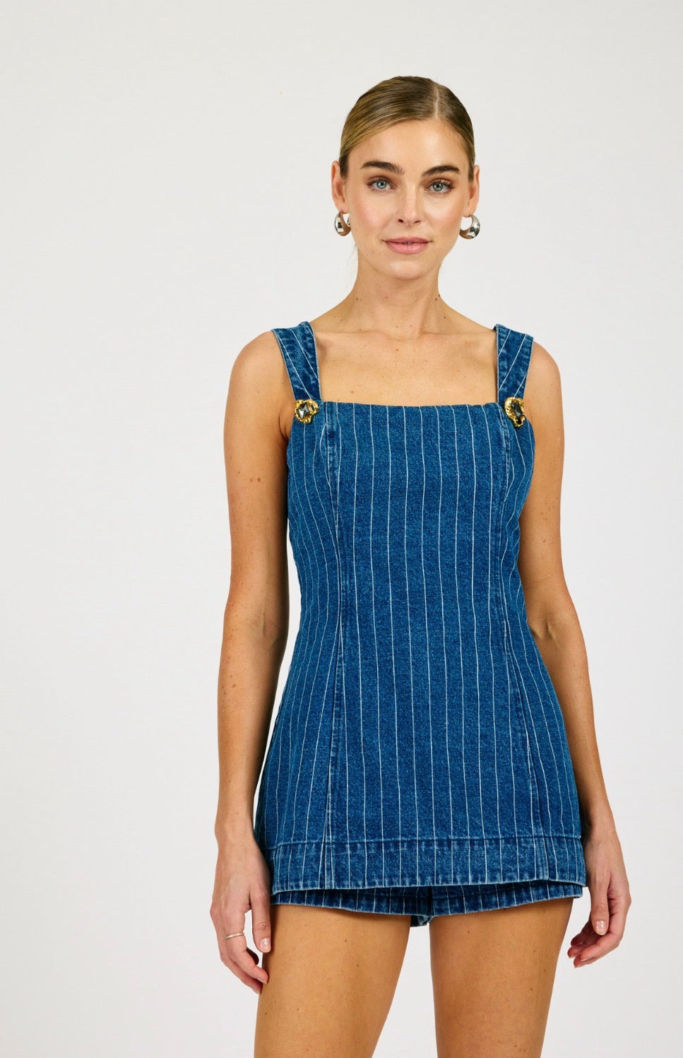 Line & Dot Monah Romper in Blue