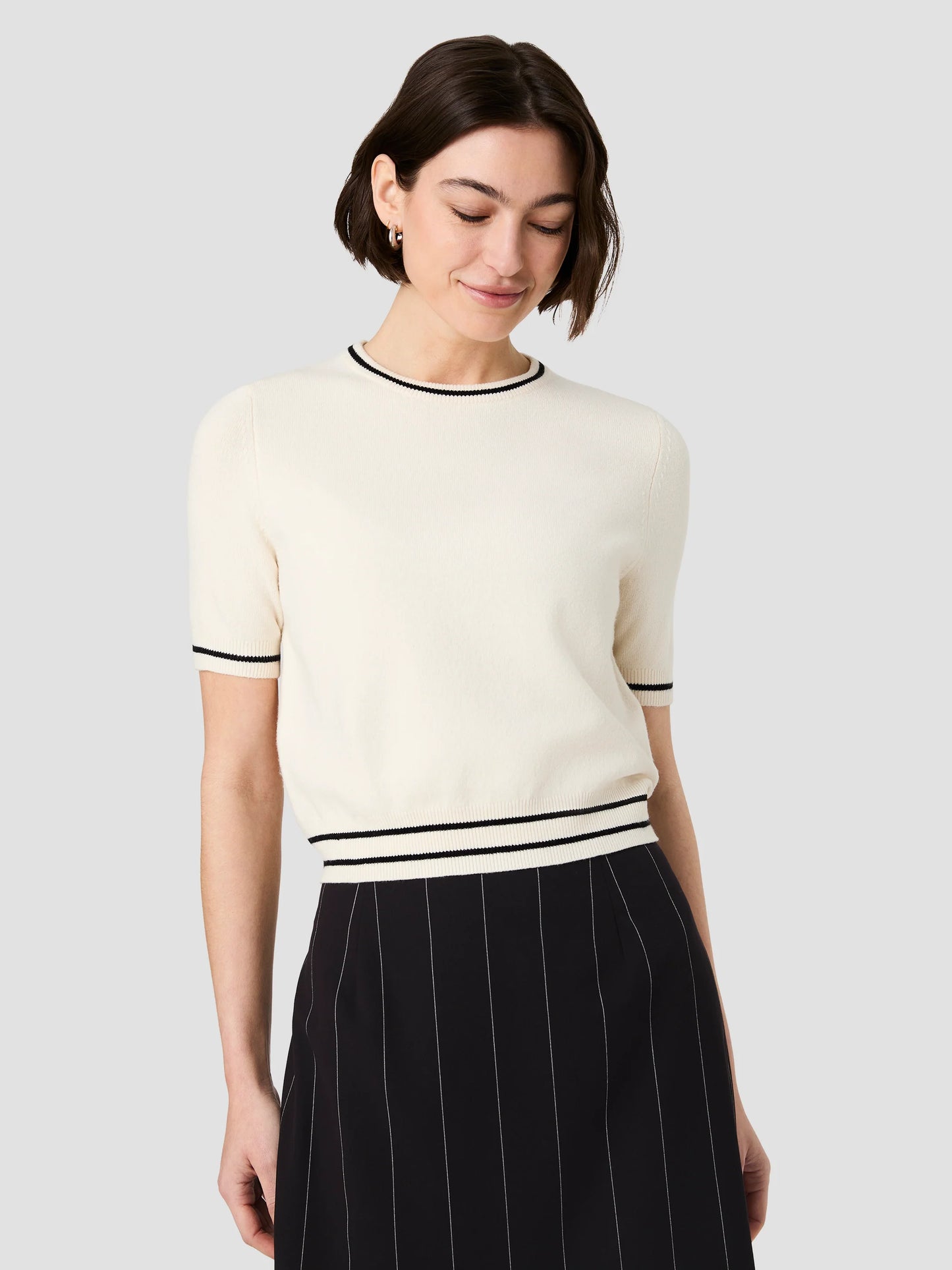 French Connection Babysoft Shortsleeve Rib Stripe Top