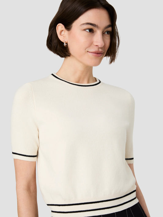 French Connection Babysoft Shortsleeve Rib Stripe Top