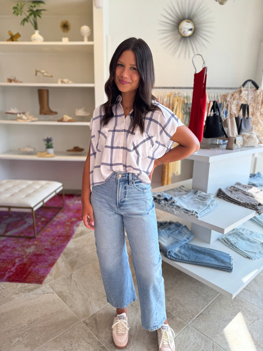 Koch Spencer Top in Marine Plaid
