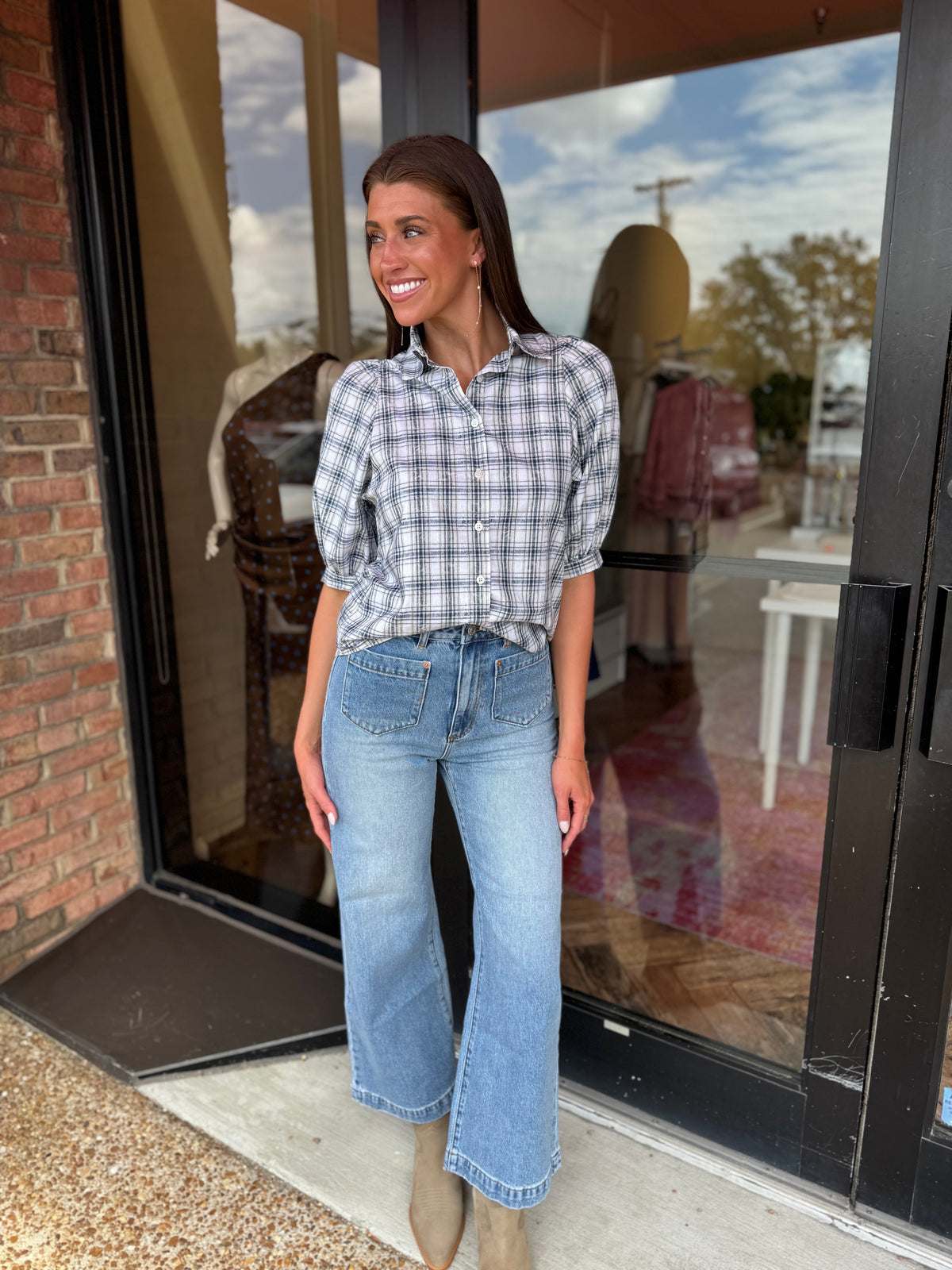 Stark X Tatianna Blouse in Blue Plaid