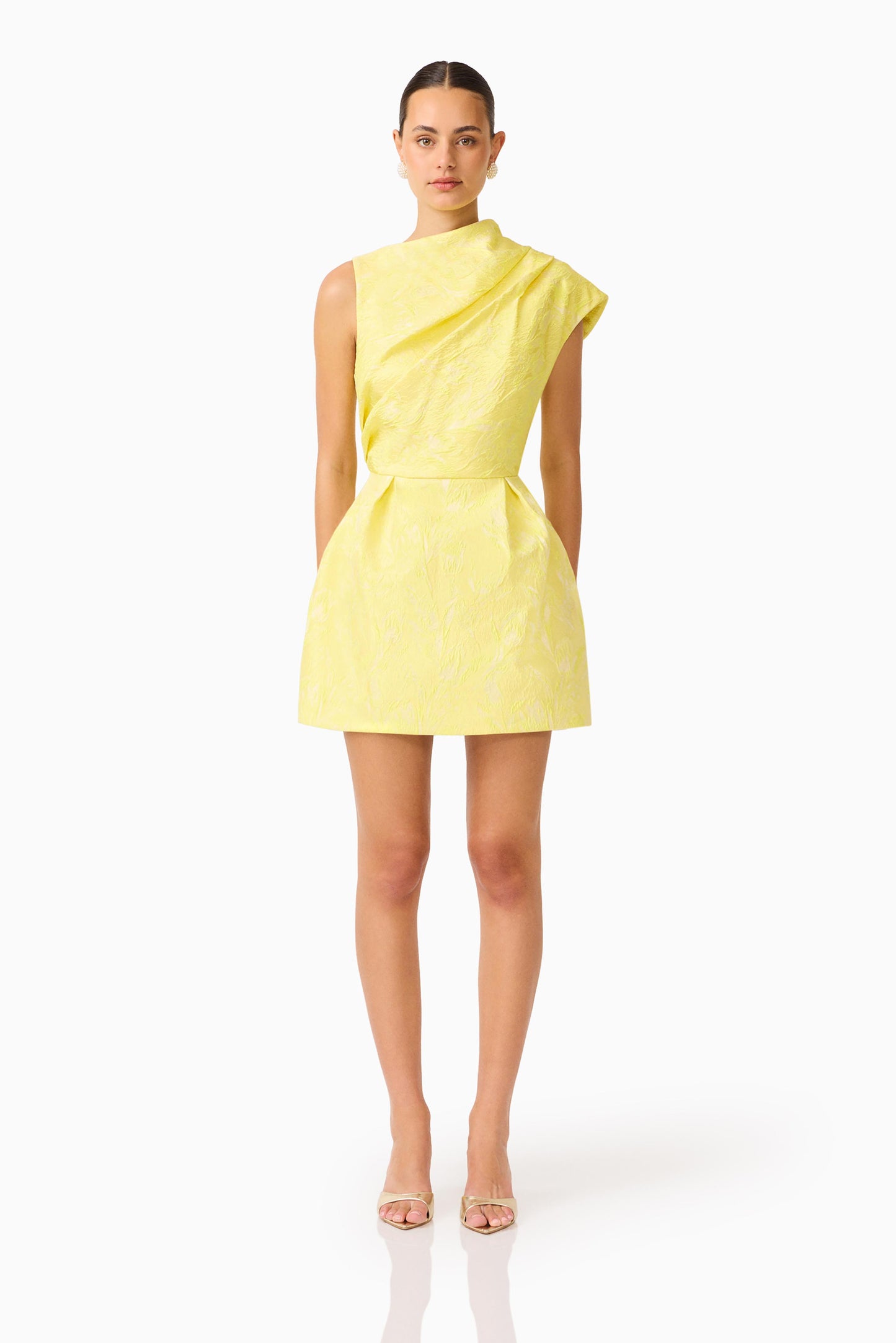 Elliatt Luella Asymmetric Mini Dress in Yellow