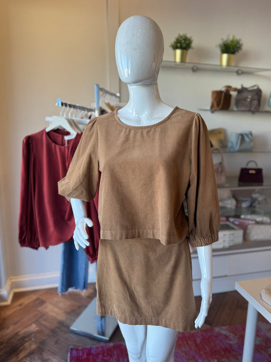 Stark X Cord Poppy Top & Rozz Skirt in Ash