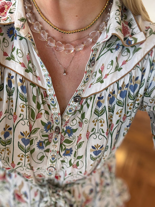 Bracha Emberly Heart Beaded Necklace in Clear