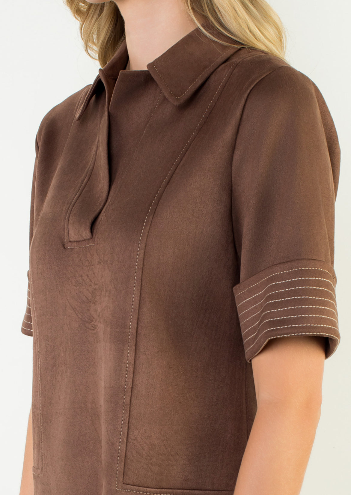 Morrell Suede Dress in Brown