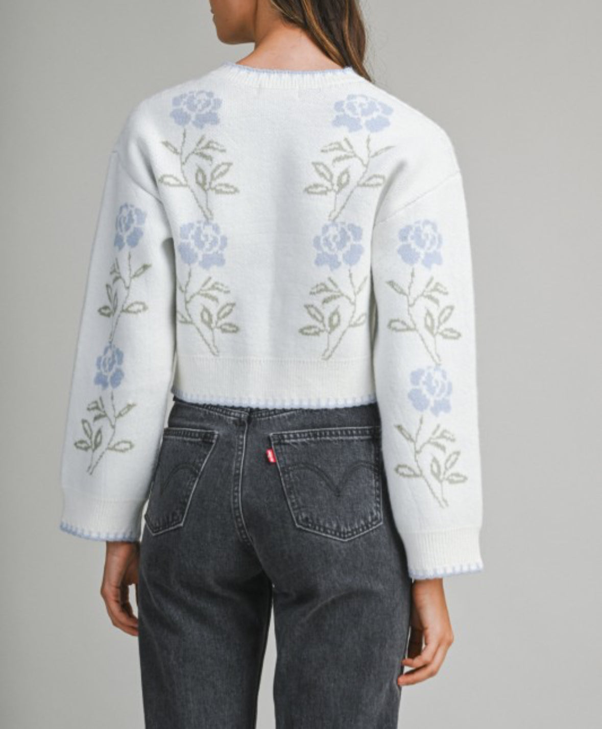 Tess Floral Jacquard Button Down Knit Cardigan