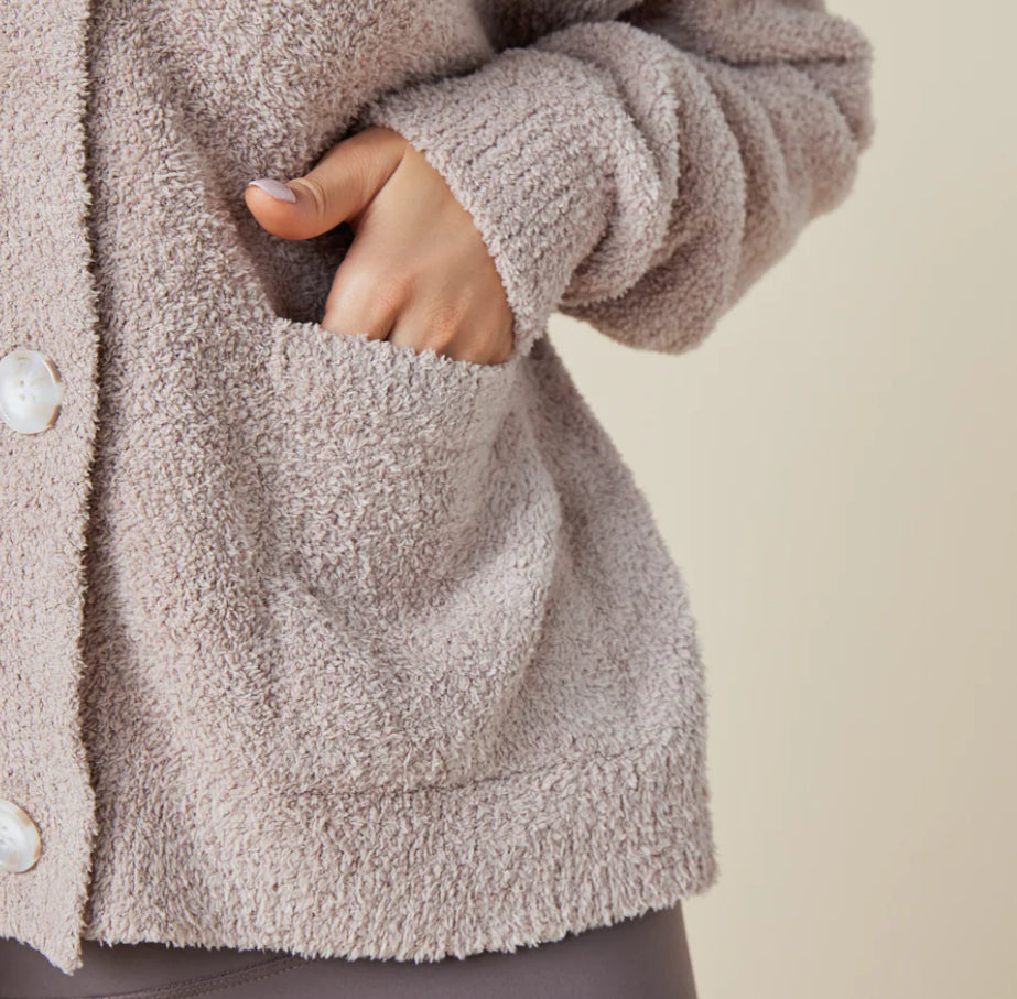 Softies Solid Marshmellow Crop Cardigan in Coco