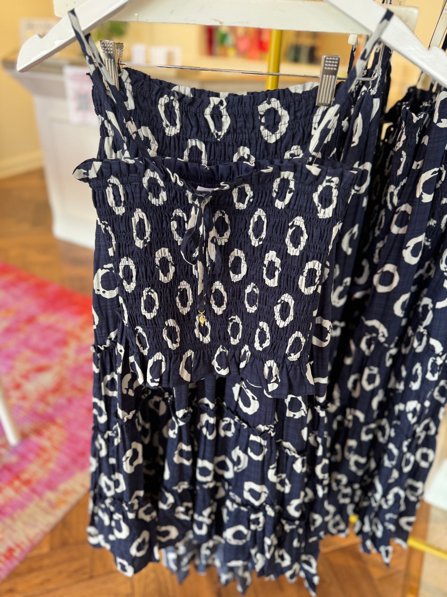 Lamar Print Tank Top & Midi Skirt Set in Navy