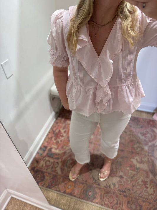 A.Ren Maisie Ruffle Top in Light Pink