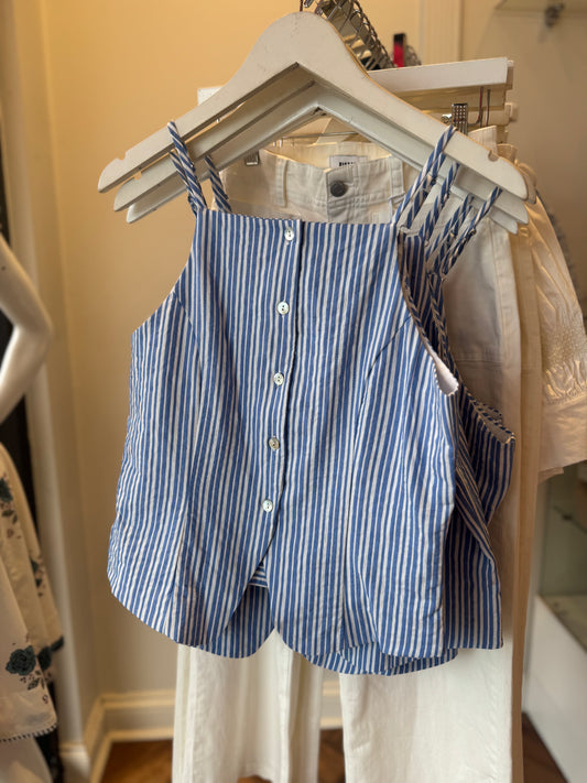 A.Ren Aster Striped Button Top in Blue