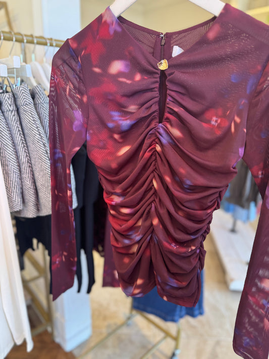 ASTR Yasmine Top in Dark Plum Multi