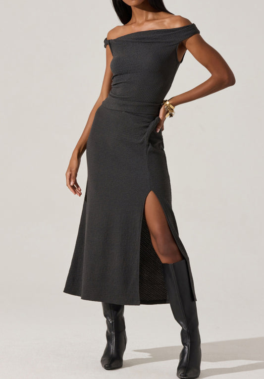 ASTR Lindy Top & Skirt Set in Charcoal