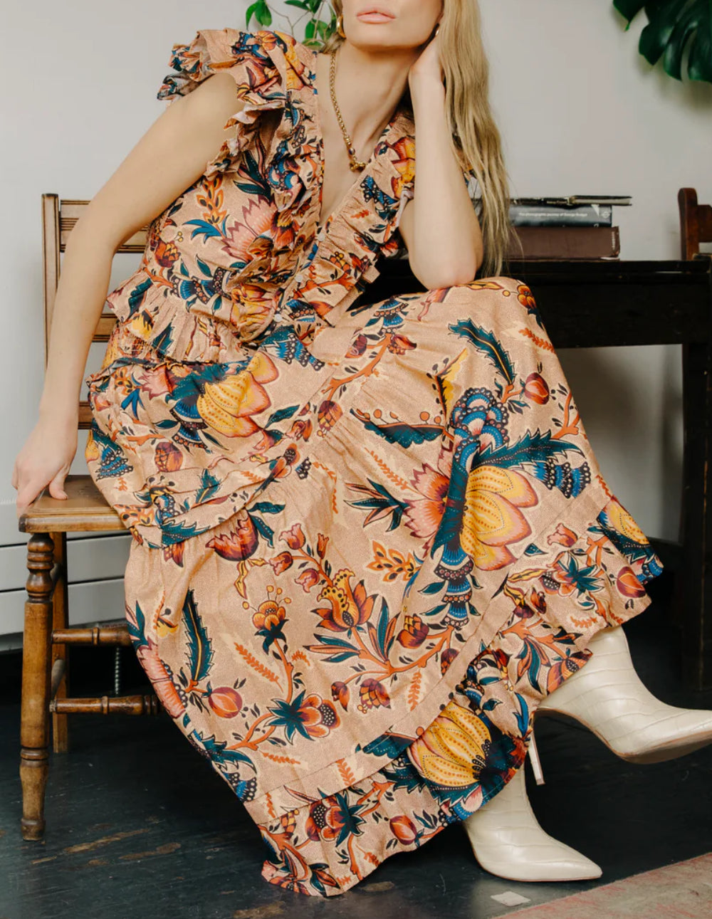 Love The Label Carmelia Top in Aster Harvest Print