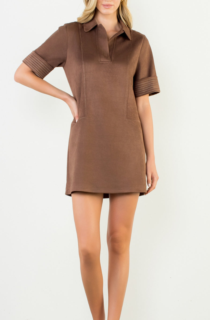 Morrell Suede Dress in Brown