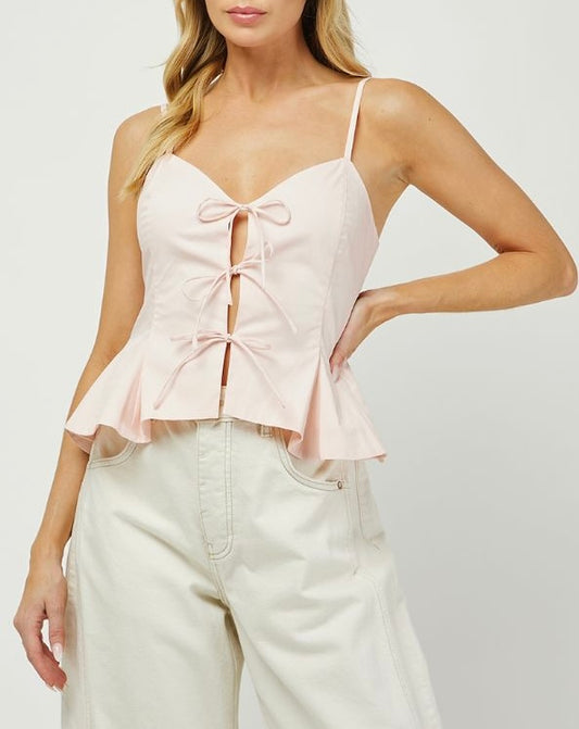 Lola Front Tie Cami in Baby Pink