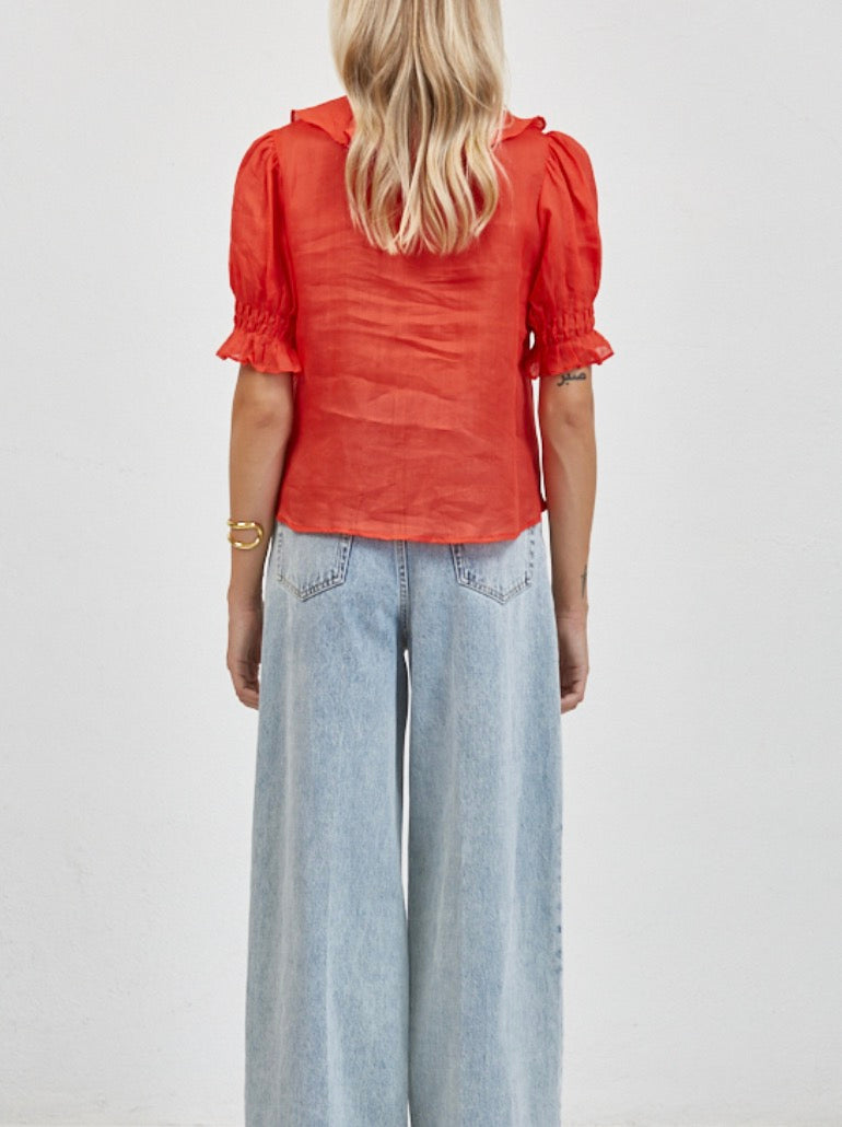 A.Ren Robine Ruffle Top in Red
