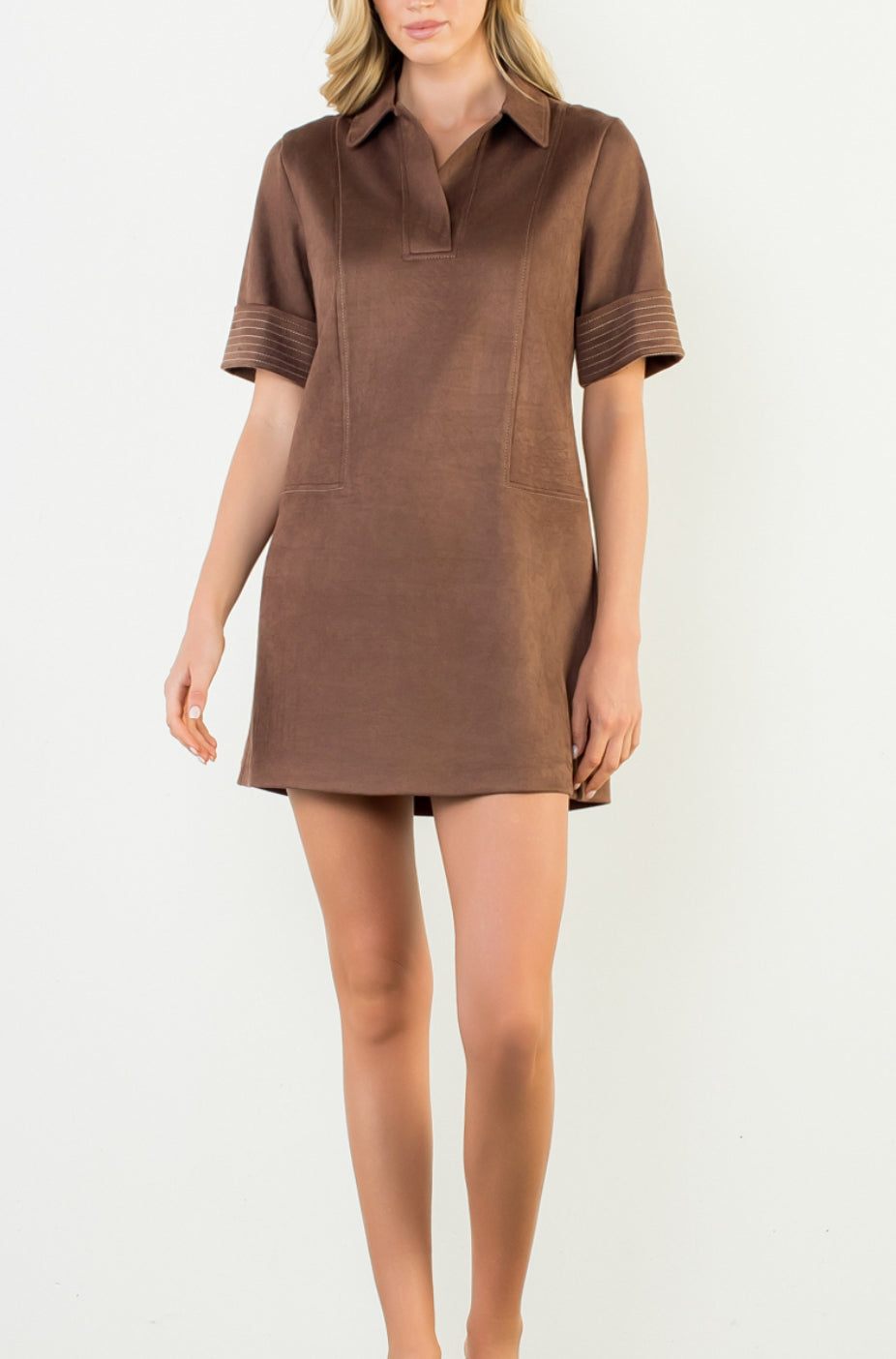 Morrell Suede Dress in Brown